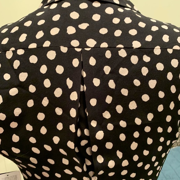 NWT Jones New York Black & Pink Polka Dot Silk Top - Picture 5 of 7